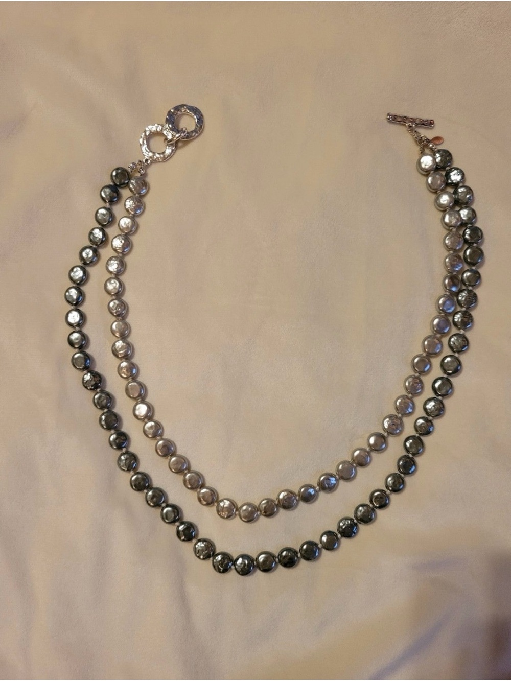 Elegant Two-Strand Gray Pearl Necklace
